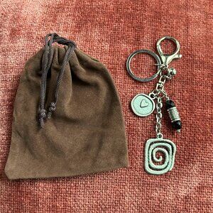 SILVER SPIRAL BAG CHARM, Black and Silver Tone Charms